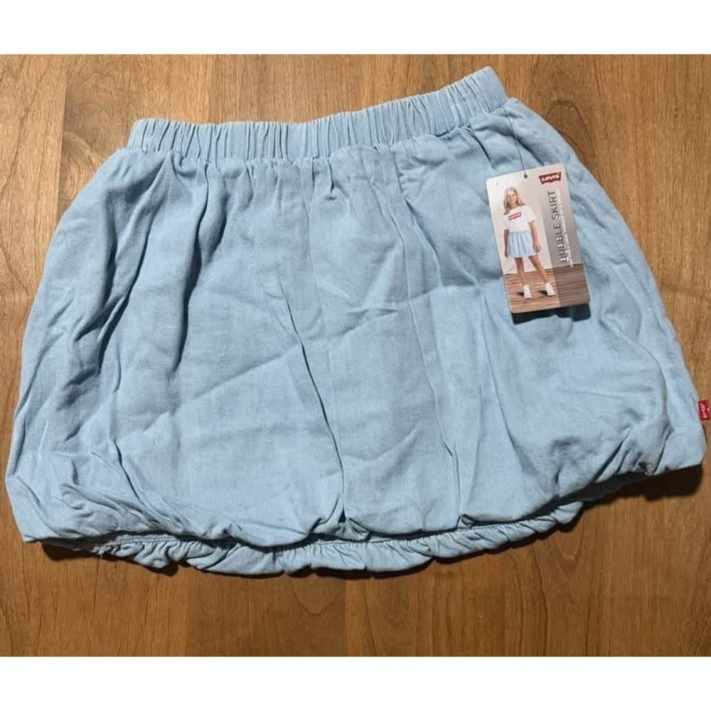 Levis Girls Bubble Skirt Light Wash Blue Denim High Rise Elastic Waist NWT
